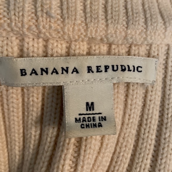 Banana Republic cream wool and leather sweater  Sz M - Picture 3 of 5